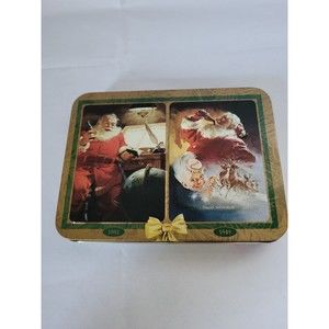 1997 Coca-Cola Nostalgia Christmas Santa Claus Playing Cards 2 Decks New In Tin